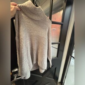 Simply Vera Vera Wang Ribbed Taupe Turtleneck Sweater